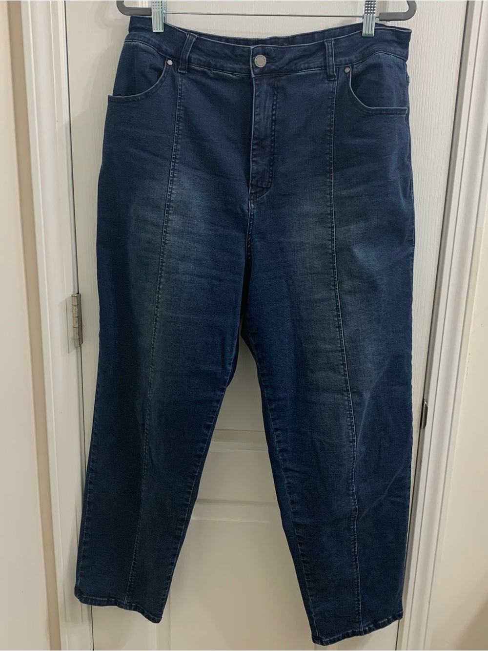 Universal Standard Kiera Barrel Leg Jeans Size 16 Stretchy Indigo Wash - Picture 4 of 6